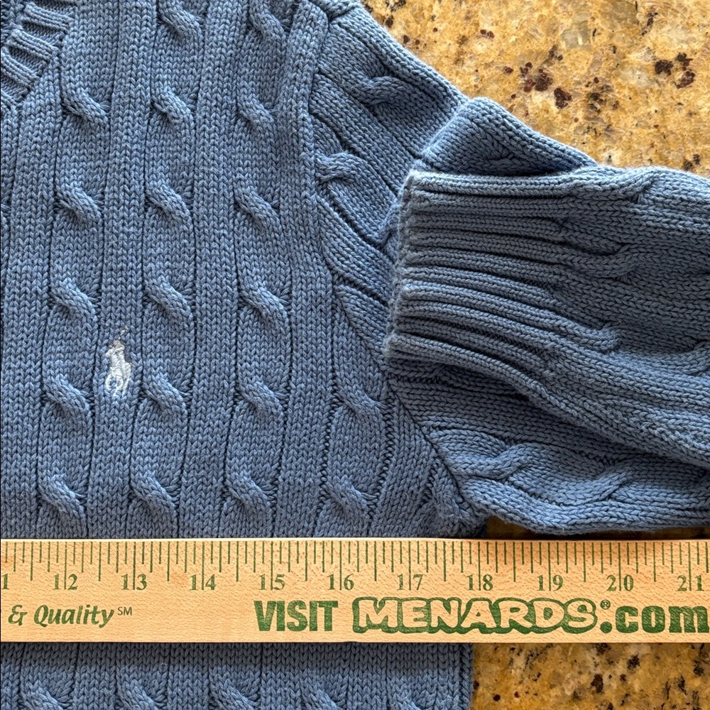 Ralph Lauren Women's Cable-Knit Cotton Crewneck Blue Sweater women’s Large - Picture 6 of 7